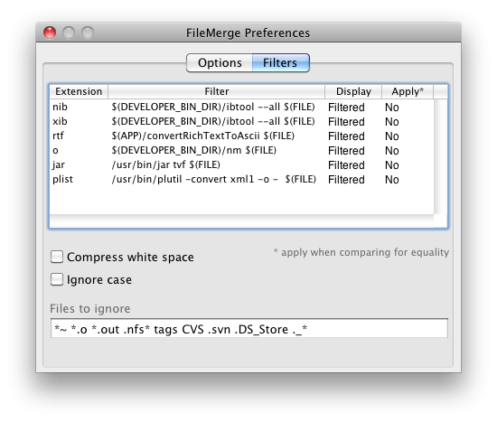 Picture of final FileMerge preferences